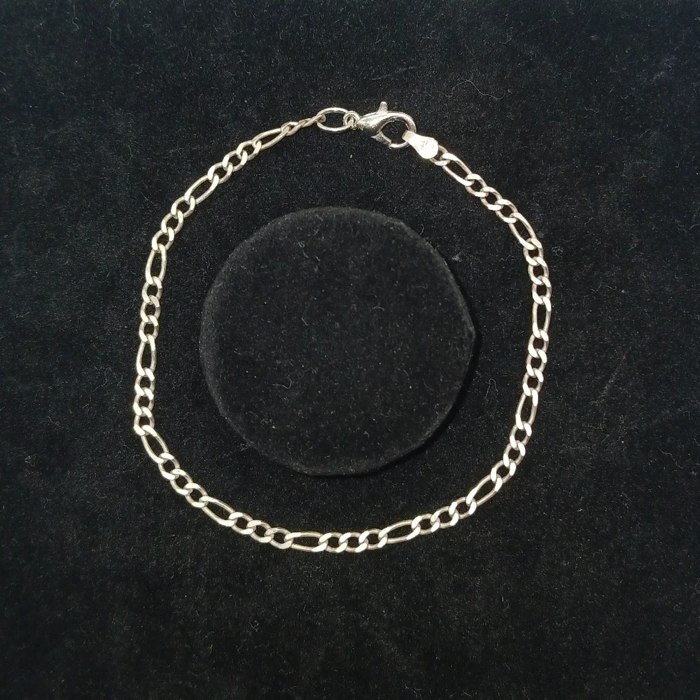 Sterling Silver Figaro Bracelet Size 8 3.2mm​​
